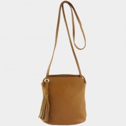 SAC POMPONS COGNAC L INSTANT CUIR