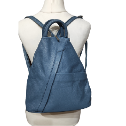 Stefania Cuir grainé BLEU AZUR