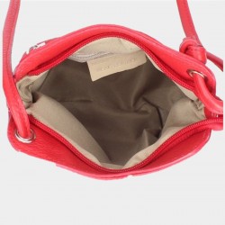 SAC POMPONS ROUGE L INSTANT CUIR